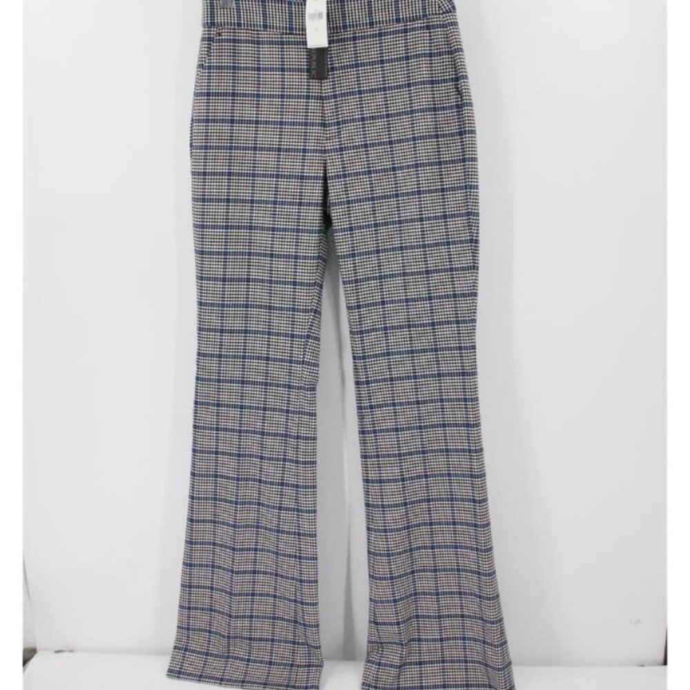 NWT Banana republic pants women's 10L Slim Flare Blue Macaw Houndstooth plaid